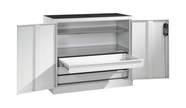 Werkzeug-Beistellschrank mit Drehtüren, 2 Böden und 3 Schübe, H1000xB1200xT500mm